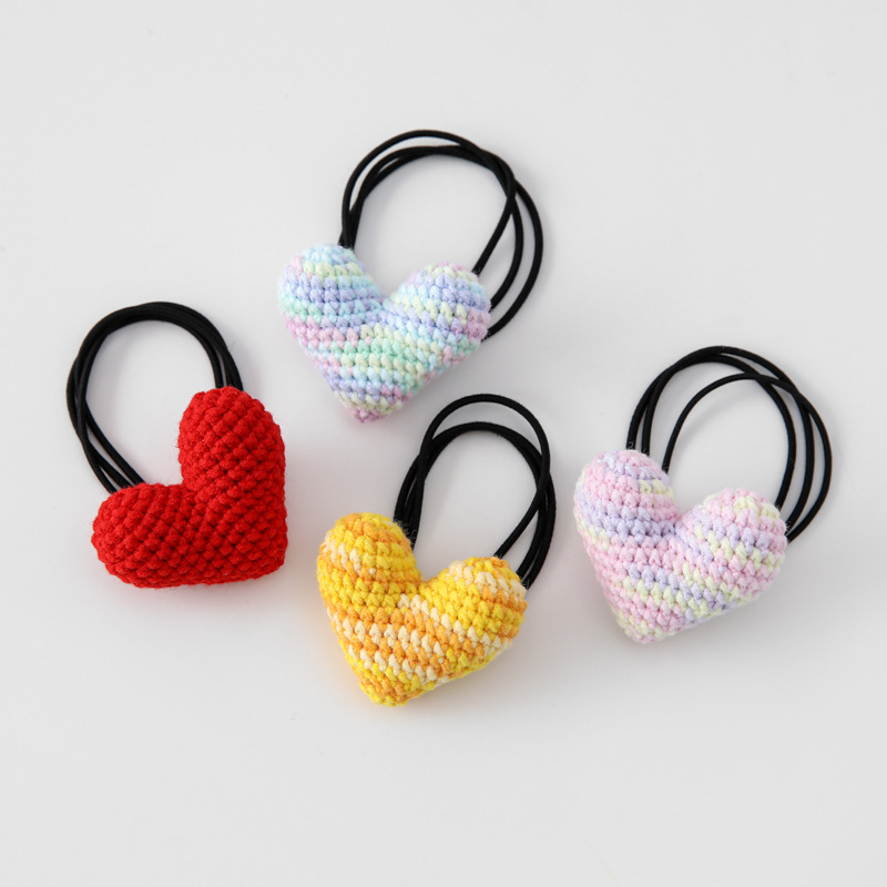 Colourful Heart Crochet Hair Ties